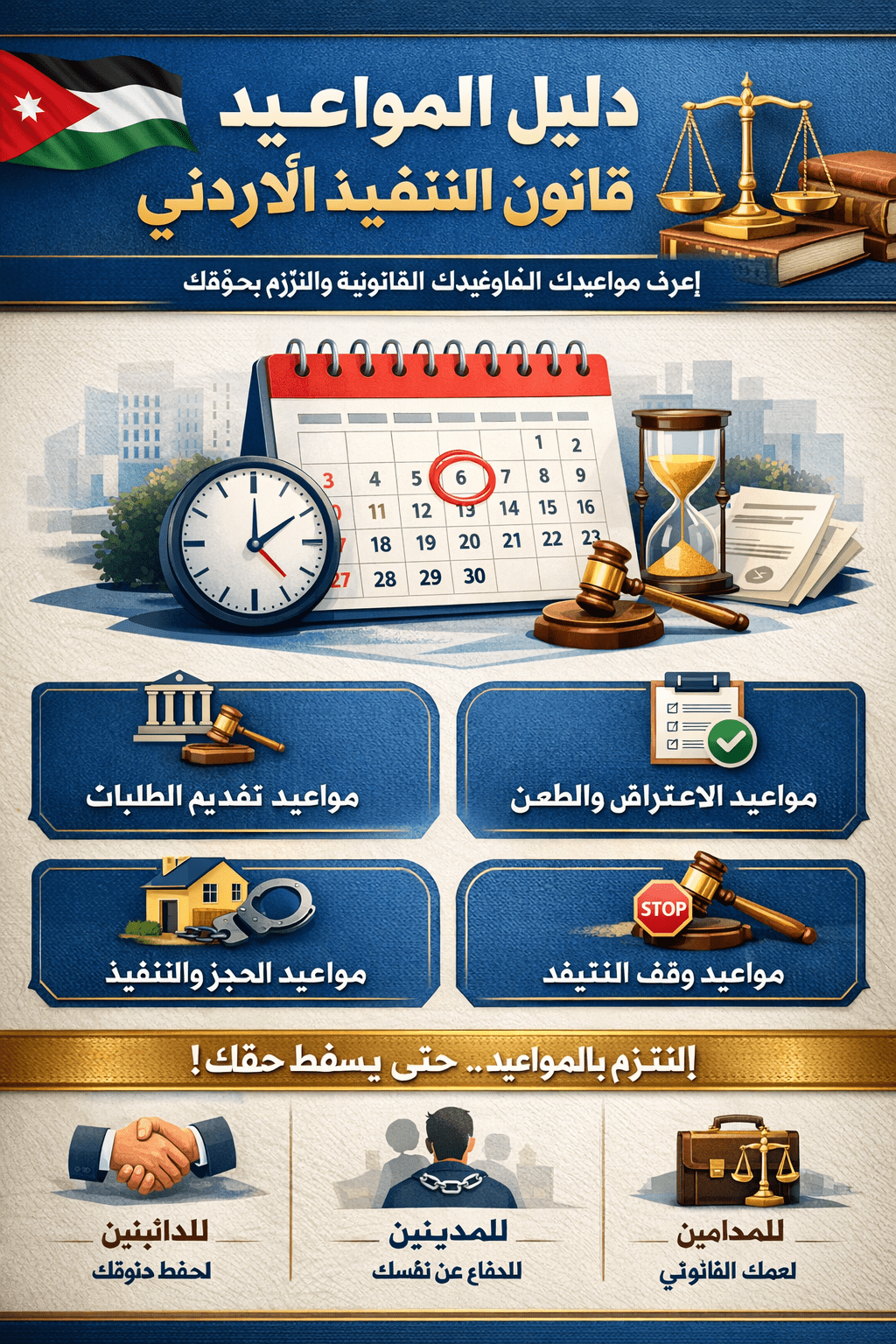 دليل المواعيد والمدد في قانون التنفيذ