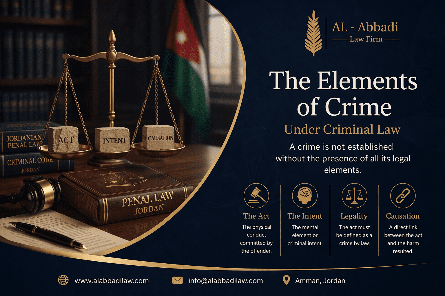 أركان الجريمة في القانون الجنائي