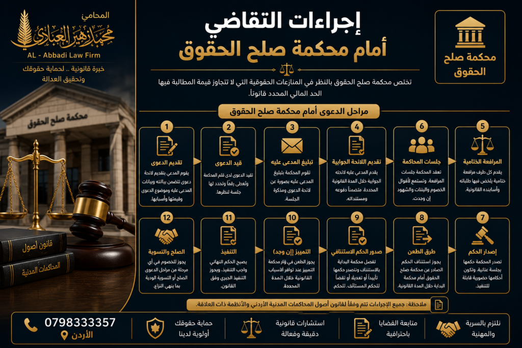 إجراءات التقاضي أمام محكمة صلح الحقوق