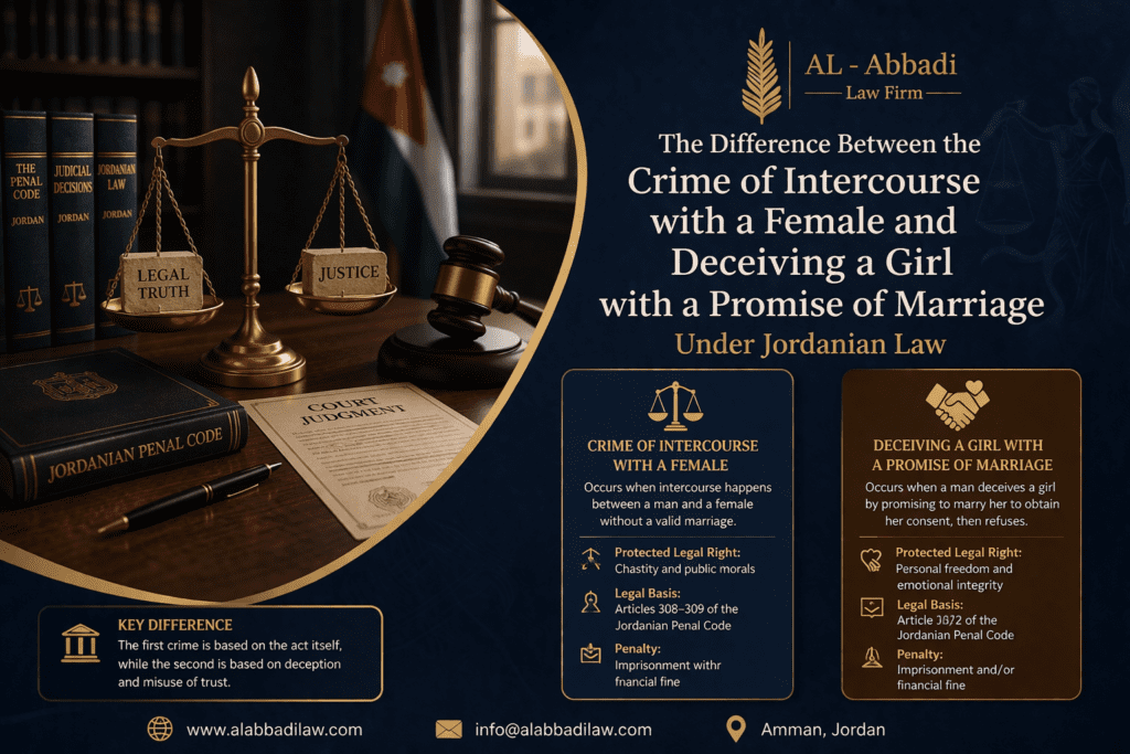 الفرق بين جريمة مواقعة أنثى وخداع فتاة بوعد الزواج في القانون الأردني