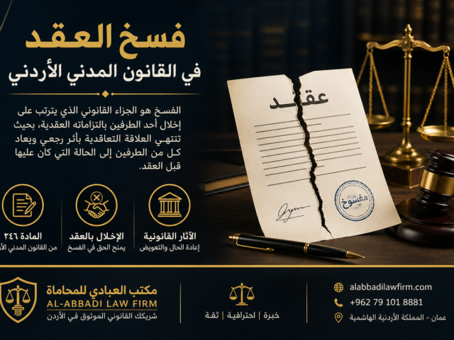 فسخ العقد في القانون المدني الأردني
