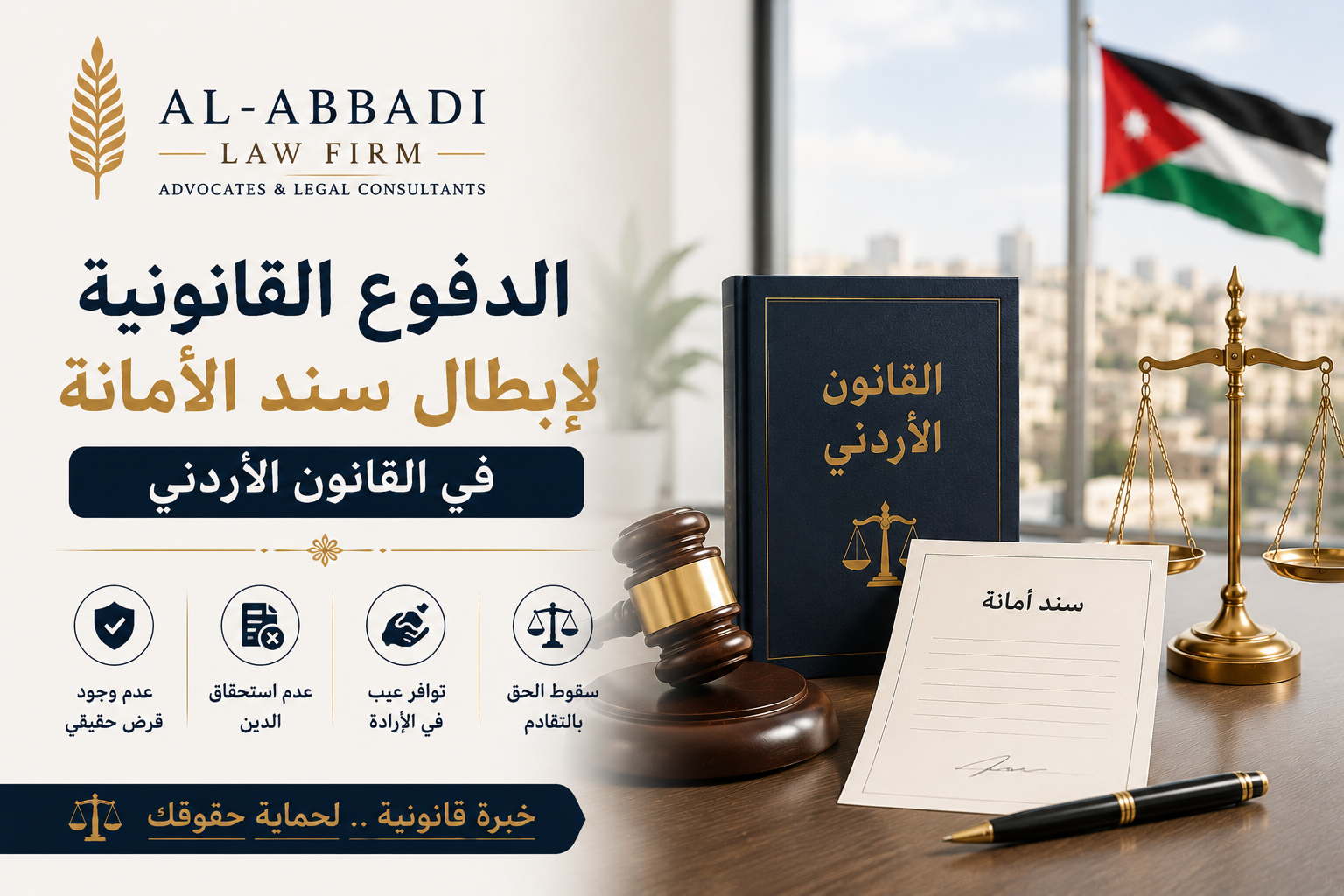 الدفوع القانونية لإبطال سند الأمانة في القانون الأردني
