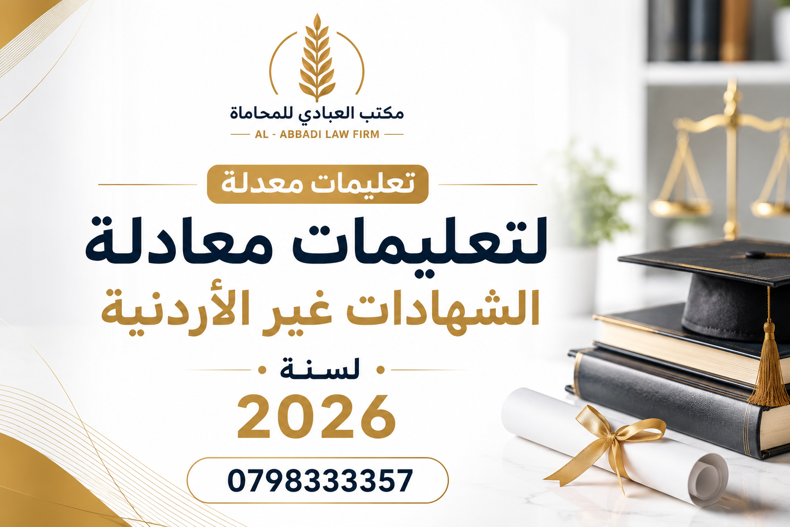 تعليمات معدلة لتعليمات معادلة الشهادات غير الأردنية لسنة 2026
